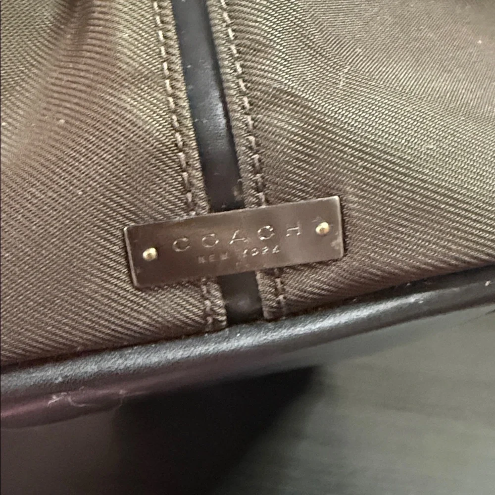 Coach Mercer Olive Green and Black Tote Satchel with Bead Charm